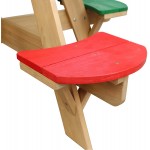 Masuta Gradina Rotunda Maro Natur OZN Masa pentru copii cu 4 locuri din lemn cu scaune colorate pentru Joaca Picnic si Activitati 